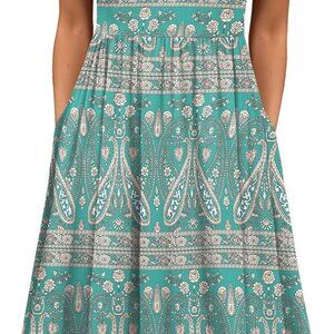 Women's Summer Short Sleeve A-Line Midi Dresses Casual Floral T-Shirt Dress Flow